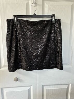 White House Black Market Black Sequin Mini Skirt